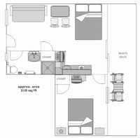 Floor Plan for Two Room Efficiency #2110, downstairs (no other rooms are laid out like this)